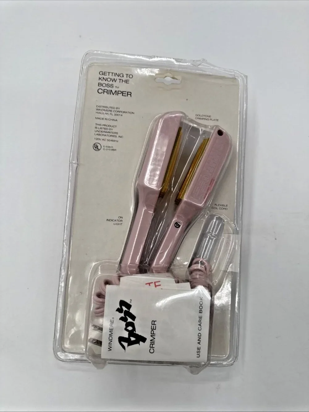 Vintage Windmere THE BOSS Hair Crimper Pink Styling Iron Retro CMC-1R/332 NEW